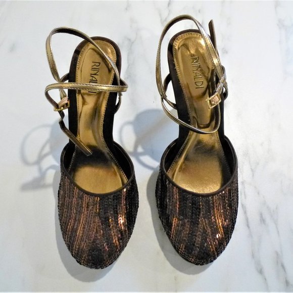 NWB Bronze Seqenced High Heel Shoes - Picture 4 of 7